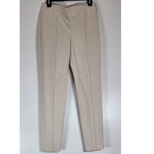St. John Cotton Blend Flat Front Straight Leg Pants, Beige, Womens Size 4